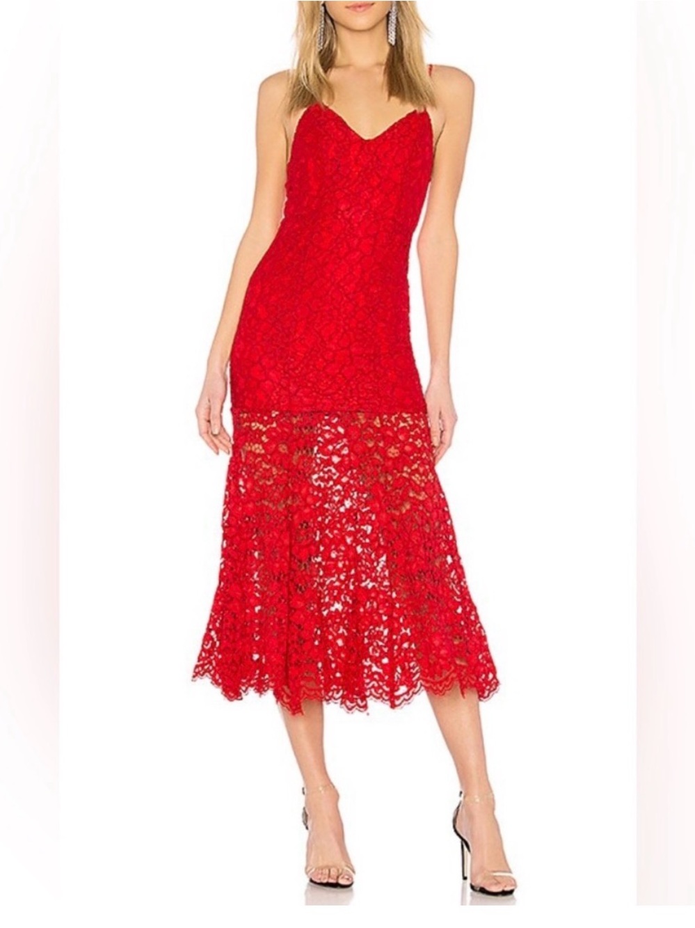 NBD Brielle Lace Midi Dress - Red - BNWT